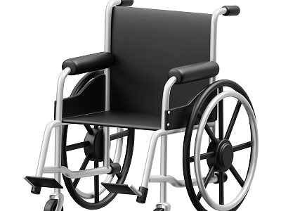 Medical Equipment Wheelchair With Silver Frame And Black Comfortable Seat For Mobility Assistance 3d model