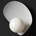 Modern Minimalist Wall Lamp With White Spherical Shade And Curved Metal Backplate