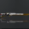 Futuristic VGS Sword With White Gold Black Design And Reflection On Dark Background