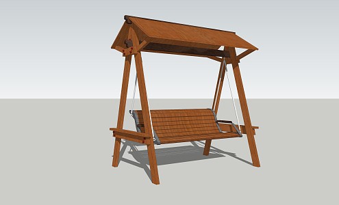 Modern Swing Villa Courtyard Anticorrosive Wooden Swing 3d model