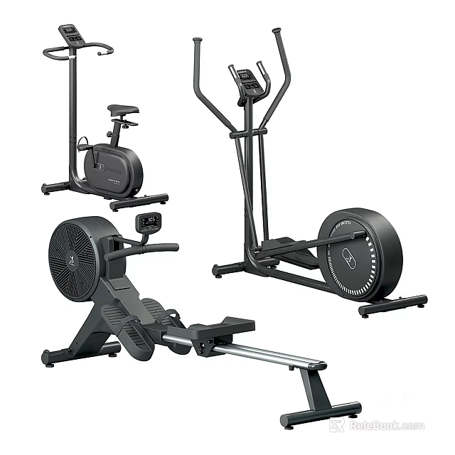 High Quality Home Gym Sports Equipment With Elliptical Trainer Exercise Bike And Rowing Machine 3d model 
