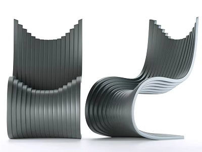 Stylish Modern Single Chair Featuring Striped Curved Structure And Elegant Lines 3d model