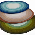 Colorful Layered Round Shaped Rugs with Gradient Tones and Soft Texture