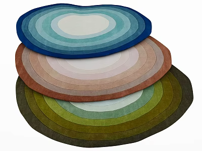 Colorful Layered Round Shaped Rugs with Gradient Tones and Soft Texture 3d model