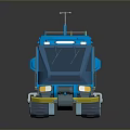 Blue Modern All Terrain Vehicle 3D Model With Tracks And Yellow Accents