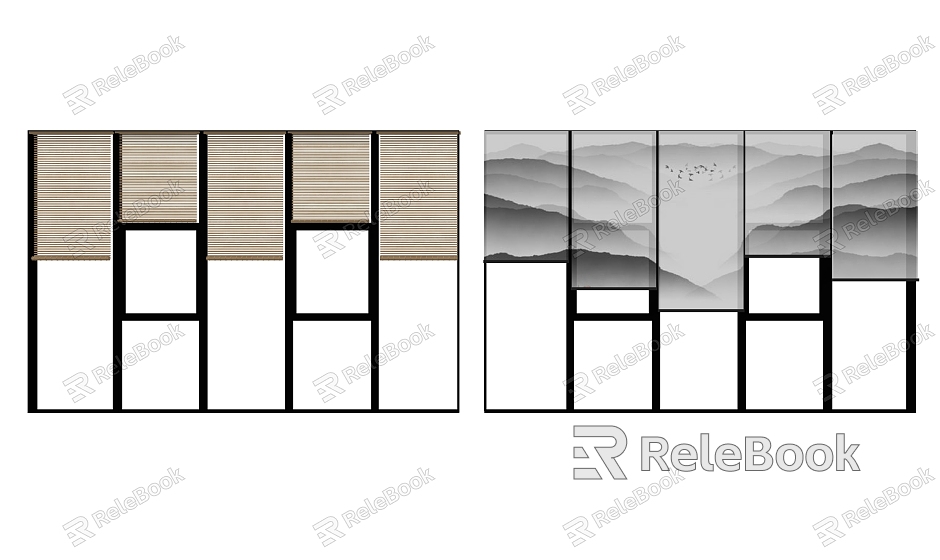 New Chinese-style venetian blinds bamboo blinds venetian blinds landscape curtain combination model