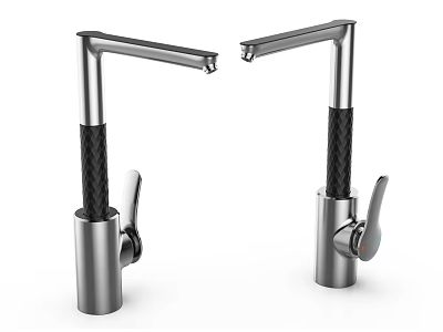 Modern Stainless Steel Faucet With Black Wrapped Handle And Sleek Design 3d model