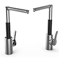 Modern Stainless Steel Faucet With Black Wrapped Handle And Sleek Design