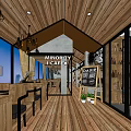 Minority Local Restaurant Interior With Rustic Wooden Decor Chandeliers Tables Chairs And Plants