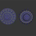 Two Industrial Mechanical Components With Circular Gear Design And Metal Structure