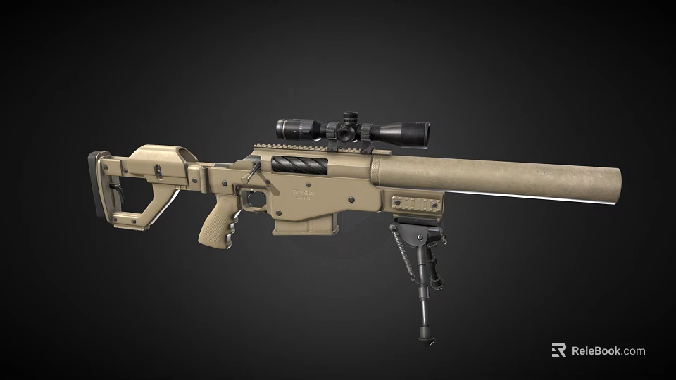 Advanced High Precision Beige Sniper Rifle Featuring Scope Bipod And Tactical Design 3d model