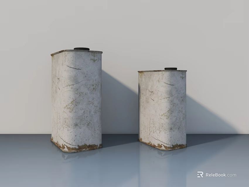 White Swing Door With Cracked Texture On Blue Floor And White Wall 3d model 