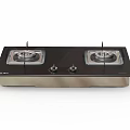 Double Burner Gas Stove With Black Glass Surface And Stainless Steel Knobs For Kitchen Cooking