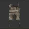 Ancient Stone Structure with Multiple Arches and Weathered Masonry Design 3d model