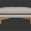 Modern Light Gray Sofa Stool with Wooden Legs and Comfortable Cushioned Top