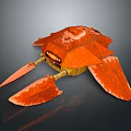 Orange Mechanical Creature With Wing Like Structures Yellow Base And Glowing Lights 3d model