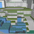 Modern Blue Circular Building With Metal Support Structure And Architectural Design