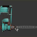 Vintage Turquoise Chainsaw With Black Handles And Red Classic Design Components