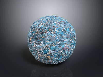 Blue Decorative Sphere Made With Small Glass Fragments And Shiny Surface Details 3d model