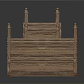 Wooden Staircase With Carved Railings And Foldable Design For Home Use