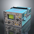 Vintage Teal Oscilloscope with Analog Display Screen Control Knobs and Portable Handle