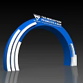 Modern Blue and White Striped Archway with Promotes New Concept of Life Text