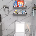Modern Bathroom Interior Featuring White Toilet With Brass Handle And Marble Wall Design