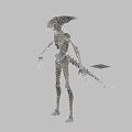 Game Movie Character Alien Creature 3D Model With Multiple Angles Slender Limbs And Skeletal Design