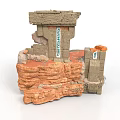 Ancient Architectural Model Featuring Stone Columns Rocky Layers And Blocks