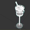 Metal Ice Bucket With Stand Holding Champagne Bottle And Ice Cubes
