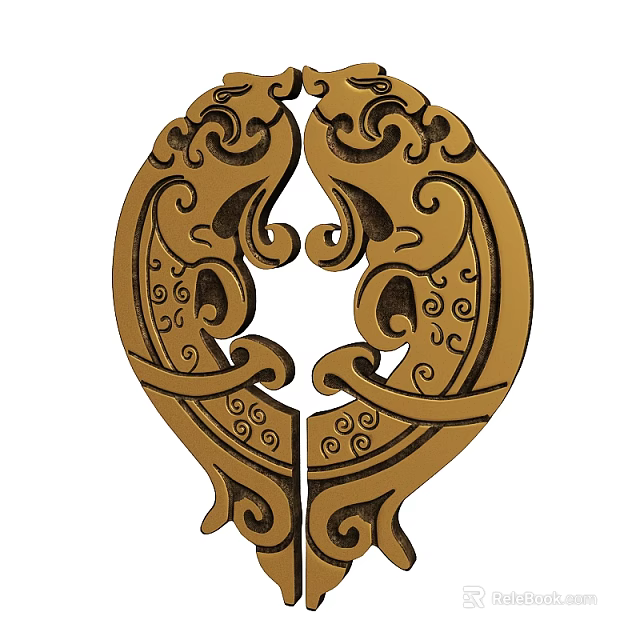 Ornate Decorative Golden Furniture Handle With Intricate Swirl Patterns For Drawer And Cabinet Use 3d model 