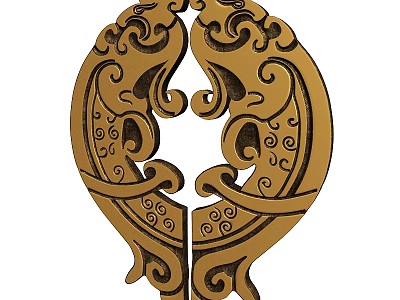 Ornate Decorative Golden Furniture Handle With Intricate Swirl Patterns For Drawer And Cabinet Use 3d model