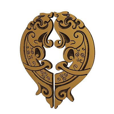 Ornate Decorative Golden Furniture Handle With Intricate Swirl Patterns For Drawer And Cabinet Use 3d model