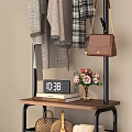 Modern Storage Rack with Hanging Coats Sweaters Hat and Shelves for Books Vase Storage Boxes