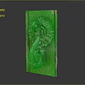 Antique Wooden Door Handle With Intricate Carved Floral Scroll Design On Wooden Base
