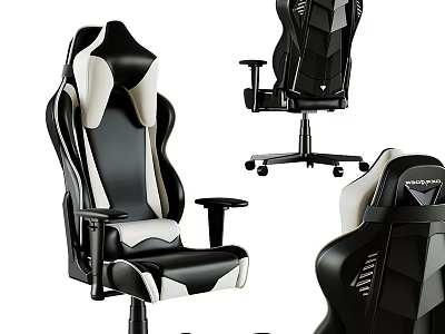 Ergonomic Black White Office Chair With High Back Adjustable Armrests Swivel Wheels And Padded Seat 3d model