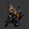 BMW Vintage Motorcycle With Yellow Orange Body And Black Leather Seat