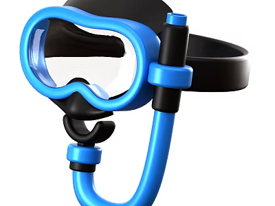 Blue Black Snorkel Mask With Breathing Tube For Water Sports Equipment 3d model