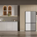 Modern Open Kitchen Wine Cabinet With Glass Doors And LED Lighting Design