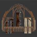 Gothic Architectural Wooden Model With Detailed Ribbed Vault And Pointed Arches
