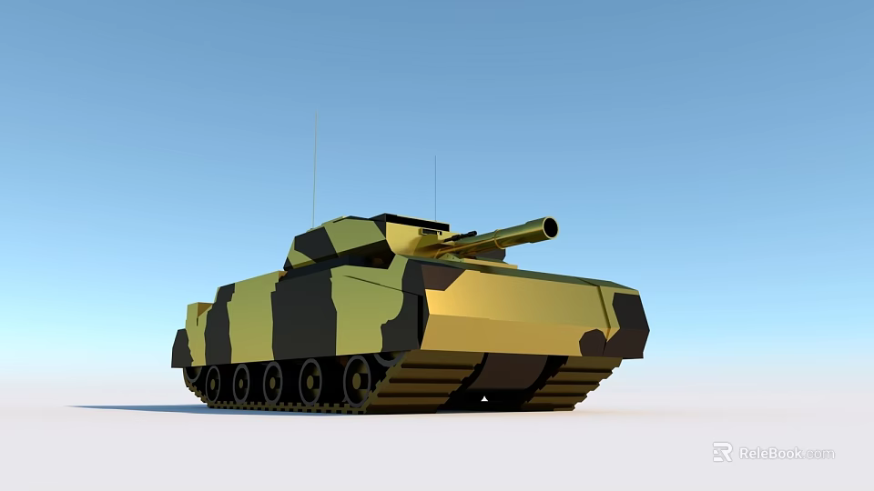 Electric Toy Tank With Camouflage Pattern Tracks And Rotating Cannon For Children's Play 3d model 