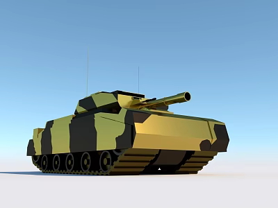 Electric Toy Tank With Camouflage Pattern Tracks And Rotating Cannon For Children's Play 3d model