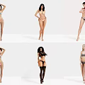 Multiple Women Wearing Swimwear and Lingerie in Different Styles and Poses 3d model