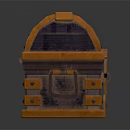 Ornate Treasure Chest With Orange Metal Borders Purple Body And Decorative Clasps