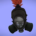 Gray Fire Equipment Gas Mask with Red Plume Filter Canisters and Clear Goggles