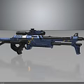 Futuristic Blue Sci Fi Sniper Rifle With Tactical Scope And Mechanical Design Details
