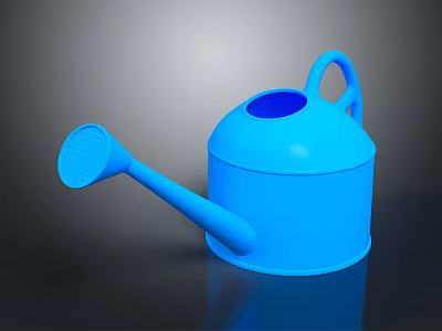 Blue Plastic Watering Can With Long Spout For Garden Plant Care 3d model