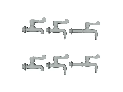 Various Water Faucets with Lever Handles in Different Designs for Home Use 3d model