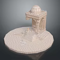 Ornate 3D Building Model Featuring Dome Carved Details And Sandy Base Structure