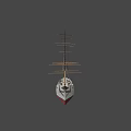 Vintage Sailing Ship 3D Model With Multiple Masts And Classic Hull Design